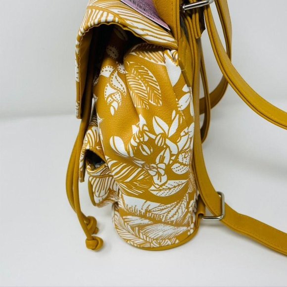 Yellow Floral Print Mini Drawstring Flap Backpack - Picture 5 of 11